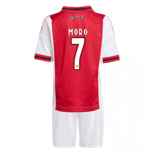 Stroje piłkarskie Ajax Raul Moro #7 Koszulka Podstawowej dla dzieci 2025-26 Krótki Rękaw (+ szorty)